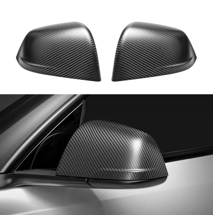 HALOBLK Carbon Fiber Side Mirror Caps Designed for Tesla Model Y, Ultralight Genuine Carbon Fiber Side-view Mirror Covers (2 Pack, Matte Finish)