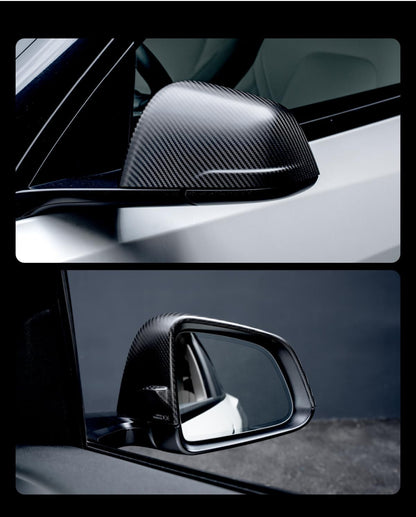 HALOBLK Carbon Fiber Side Mirror Caps Designed for Tesla Model Y, Ultralight Genuine Carbon Fiber Side-view Mirror Covers (2 Pack, Matte Finish)