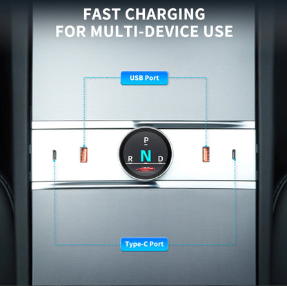Smart Rotating Gear Shift Dock USB Hub For Tesla Model Y Juniper 2025+