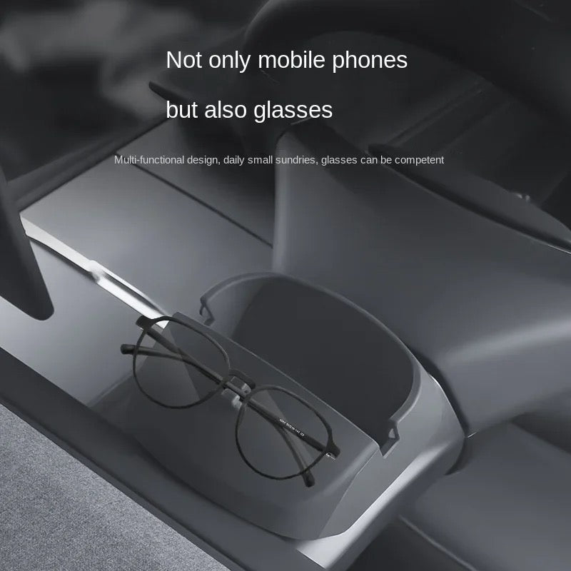 STEERING WHEEL STORAGE BOX WITH SILICONE MOBILE PHONE HOLDER AND GLASSES STORAGE FOR 2024 NEW MODEL 3 HIGHLAND ACCESSORIES