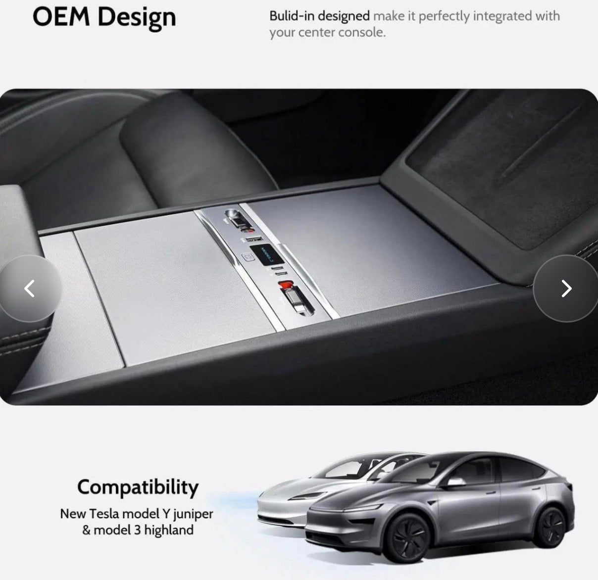 USB Charger Dispenser Compatible with Tesla Model 3 Highland 2024-2025/Model YJuniper 2025 2026, Retractable Mobile Charger with 4 Ports