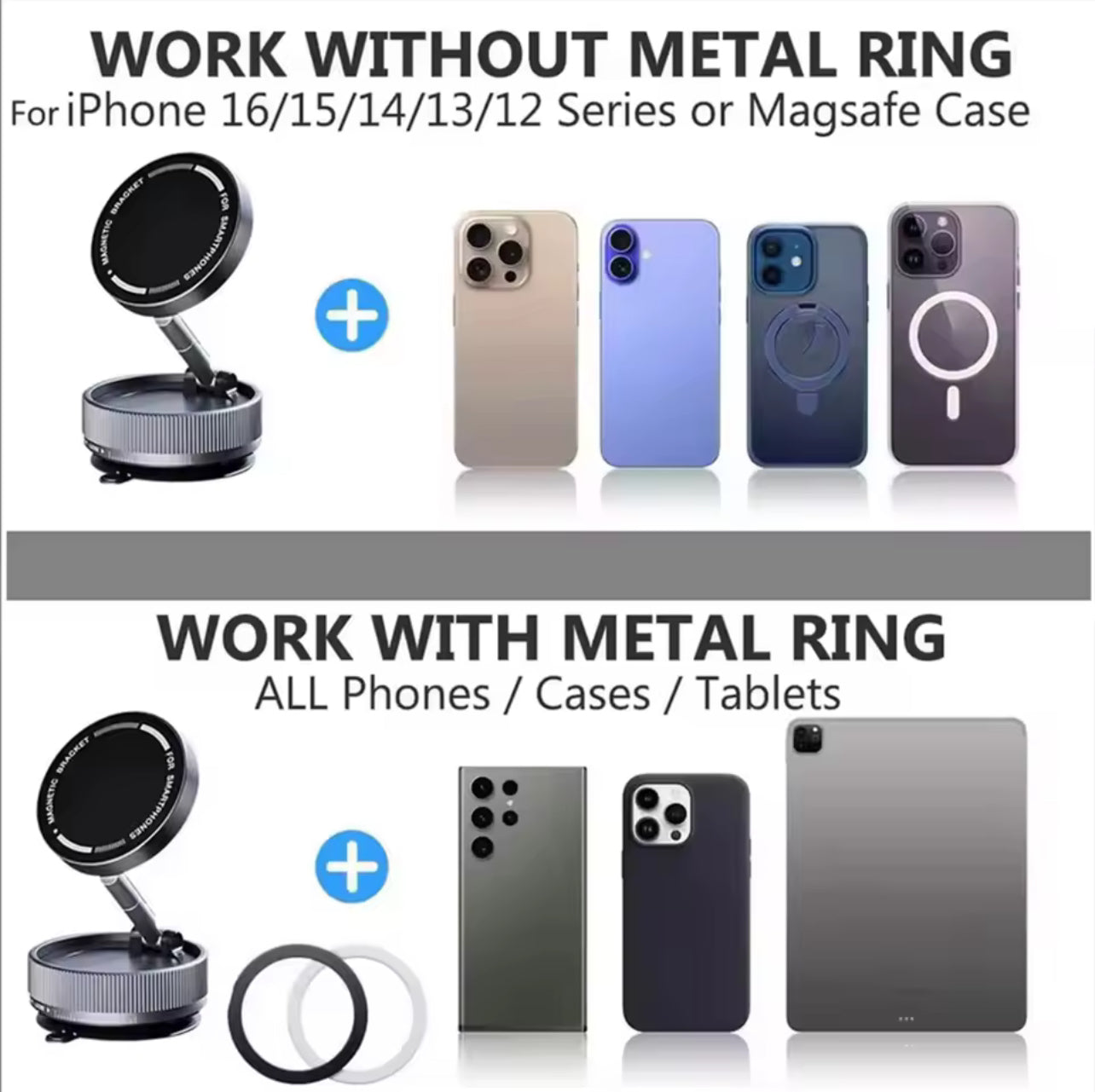 Magnetic Vacuum Car Phone Holder
