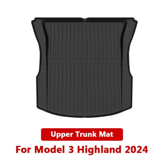 For Tesla Model 3 Highland 2024  Back Trunk Mat TPE Carpet Waterproof Weather-resistant Pads Up and Down Layer Mats