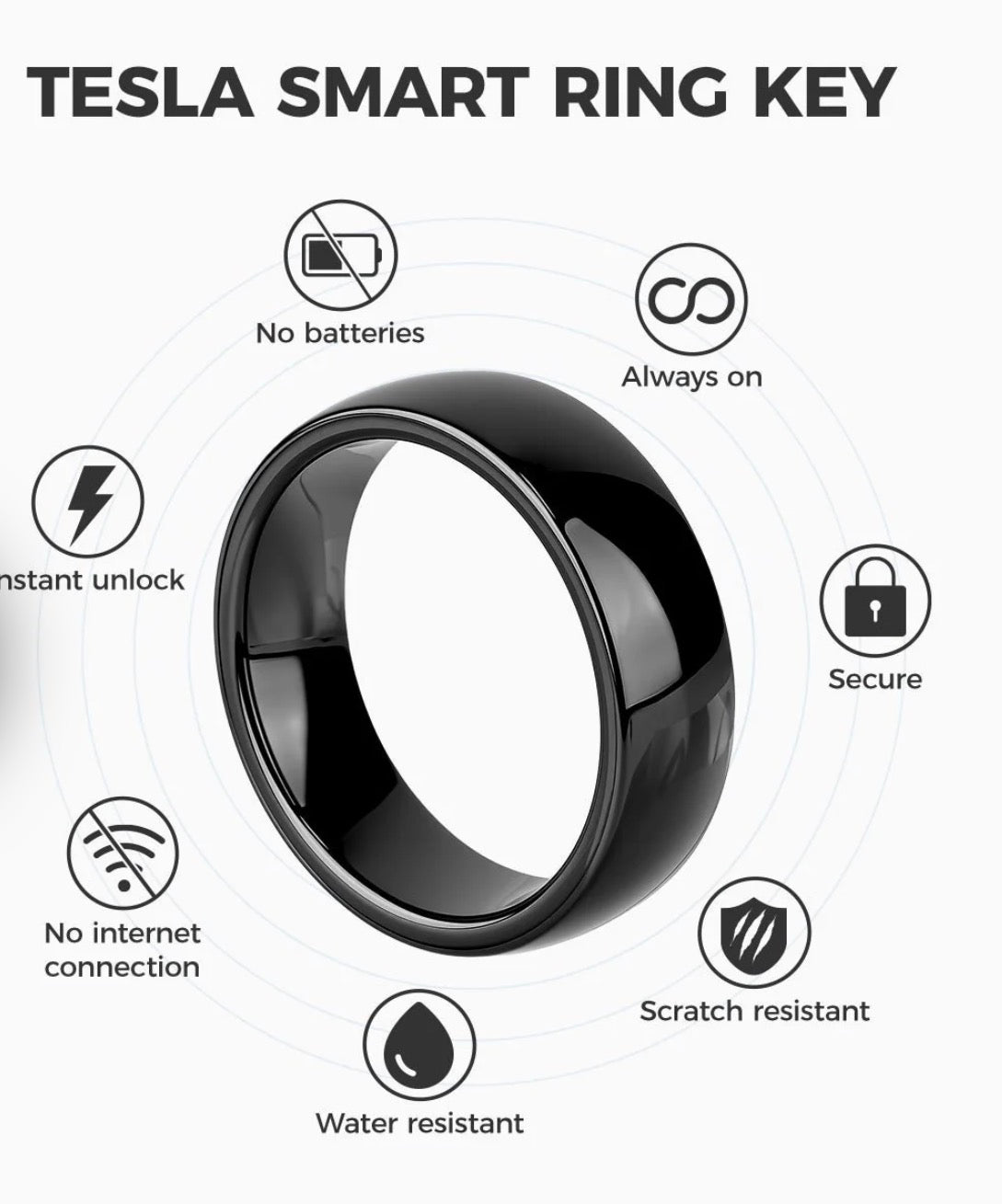 Tesla Smart Ring Key for Tesla Model 3 / Y / S / X / Cybertruck