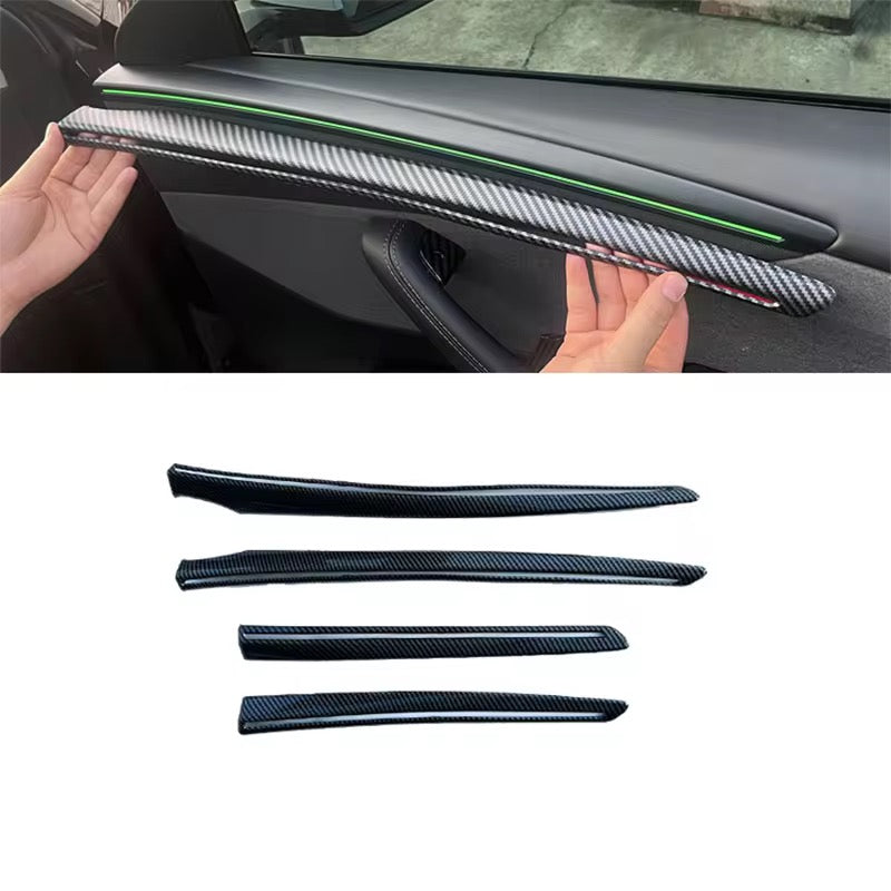 Tesla Model Y 2025 carbon fiber door trim cover matte