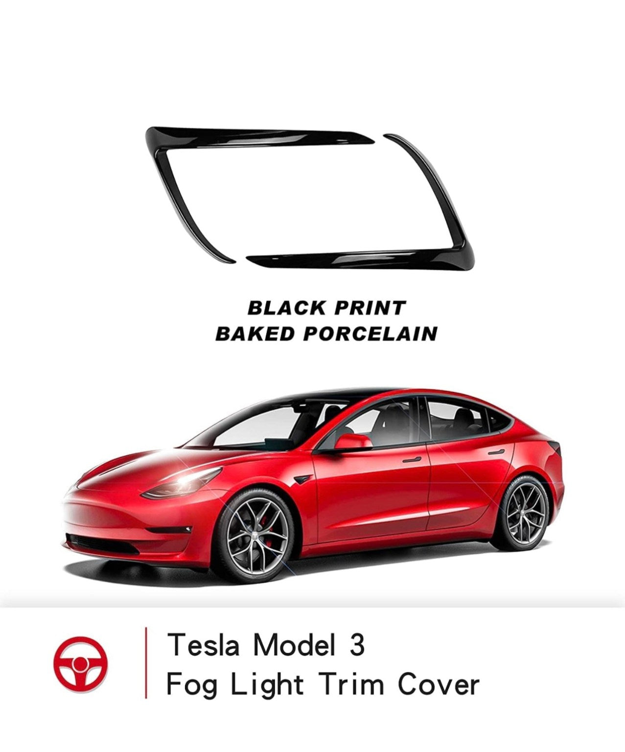 Fog Light Trim Cover Eyebrow Spoiler Accessories for Model 3