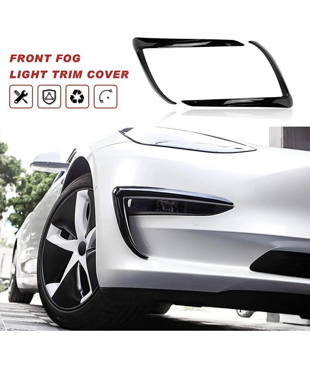 Fog Light Trim Cover Eyebrow Spoiler Accessories for Model 3