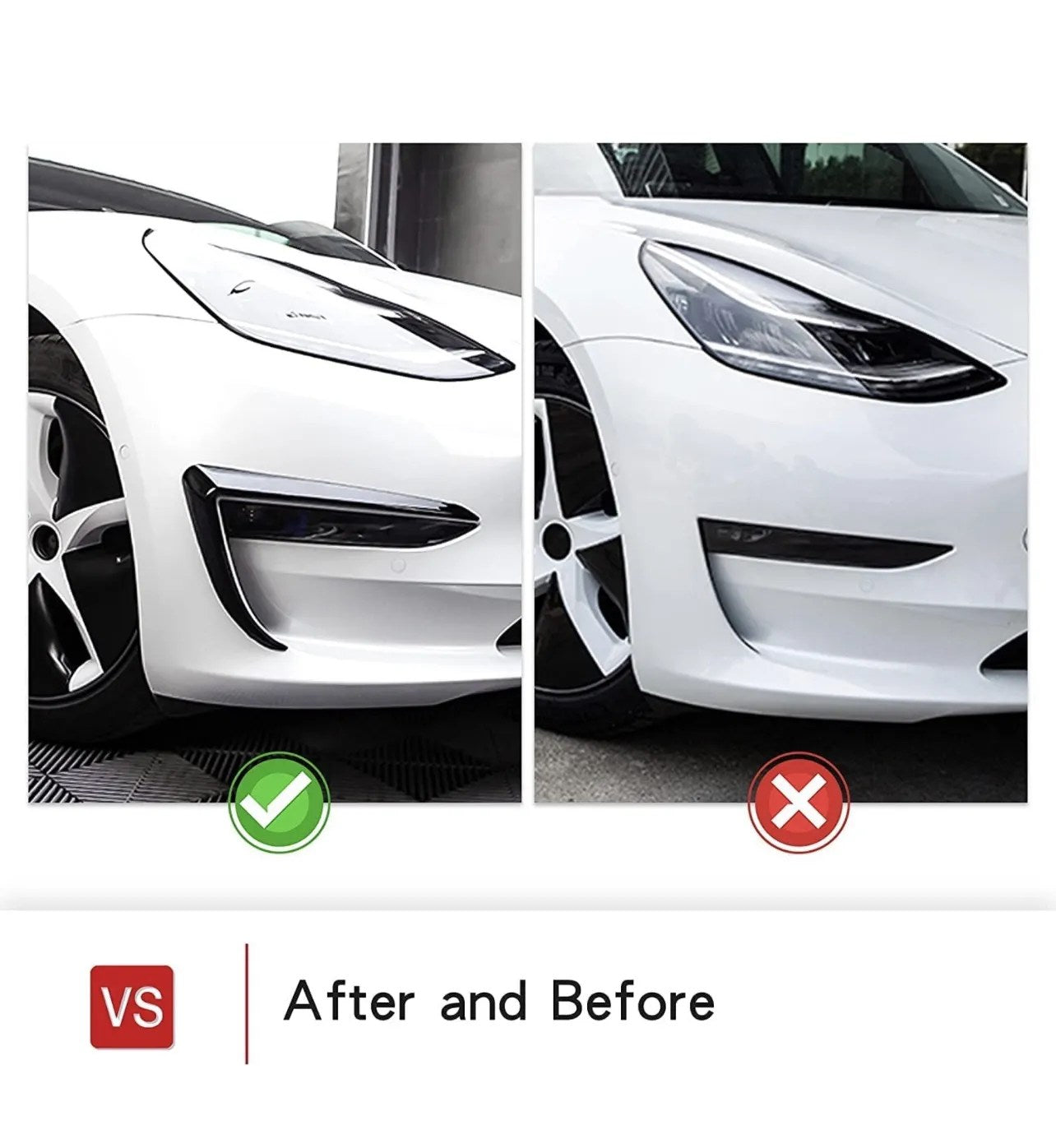 Fog Light Trim Cover Eyebrow Spoiler Accessories for Model 3