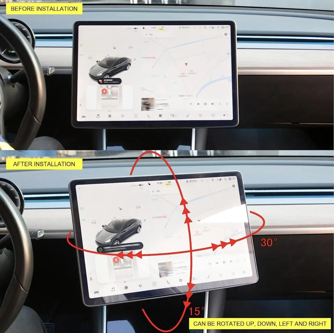 قطعة لتحريك الشاشة الرئيسية بجميع الاتجاهات مع خدمة التركيب  2017-2023 Tesla Model 3 & Y